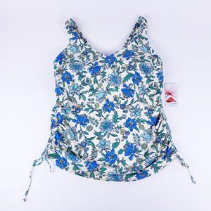New Lands' End Adjustable Tankini Ivory Lotus Floral 522640 Size 12 DD-Cup